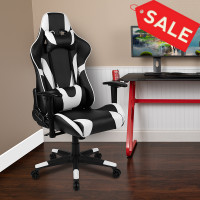 Flash Furniture CH-187230-1-BK-GG X20 Gaming Chair Racing Office Ergonomic Computer PC Adjustable Swivel Chair with Fully Reclining Back in Black LeatherSoft
